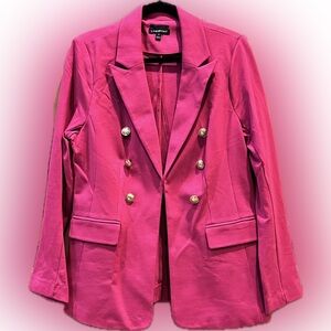 Lane Bryant “Bryant Blazer” Pink Double Breasted Gold Button Jacket Size 14, EUC